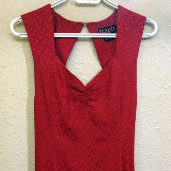 Raspberry Red Polka Dot Jacquard Dress - Picture 3 of 6